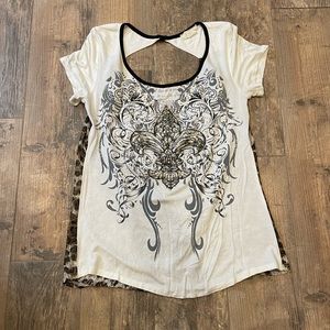 Angels and Diamond bedazzle cheetah top size small